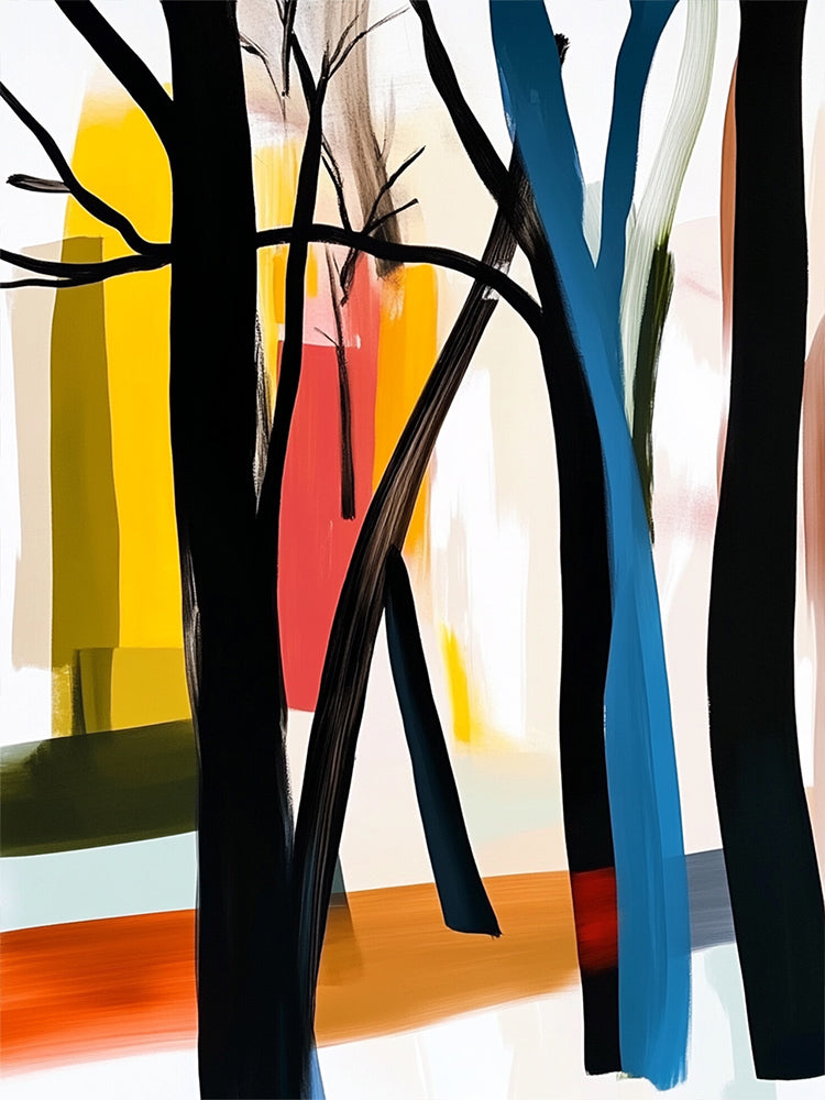 Quadro Decorativo Floresta Abstrata com Onça D