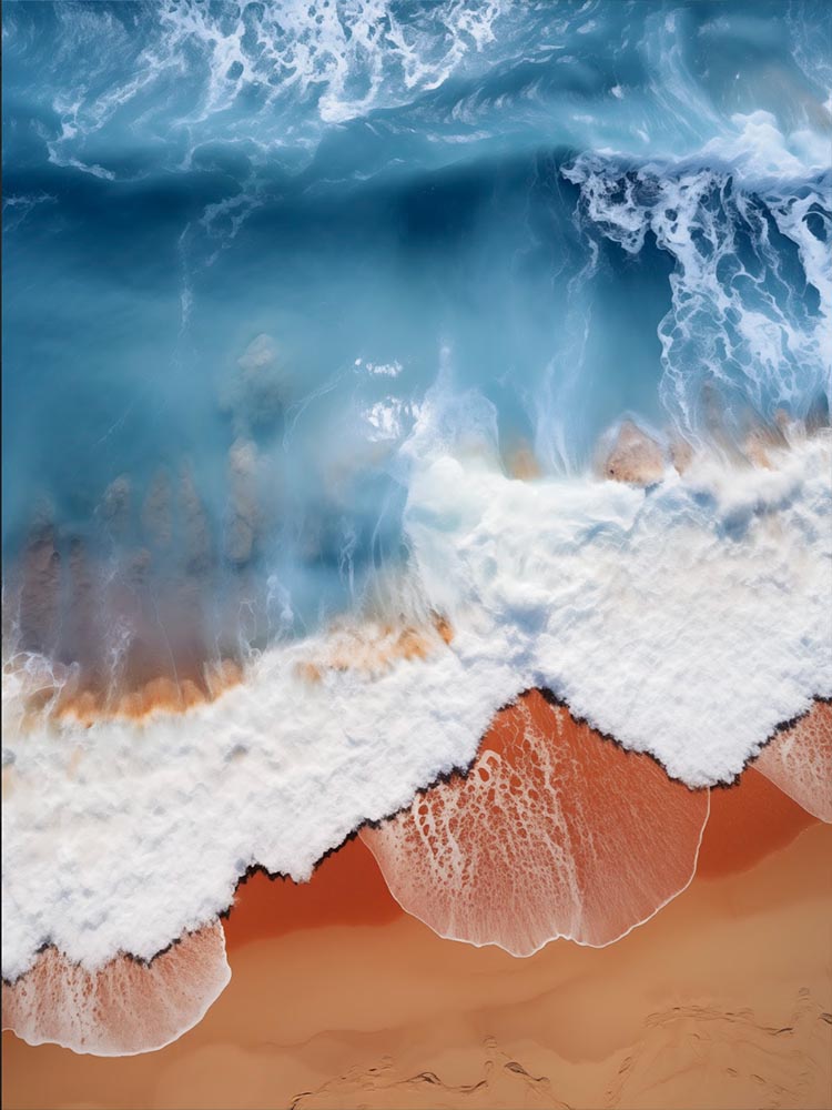 Quadro Decorativo Praia e Onda Drone view