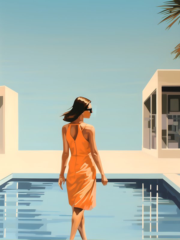 Quadro Decorativo Woman and the Pool 1