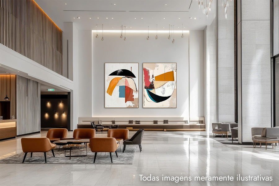 Quadros personalizados em lobby corporativo