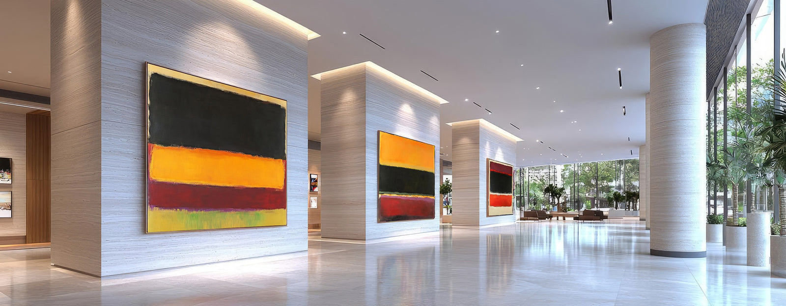 Composições de arte personalizadas em ambiente corporativo