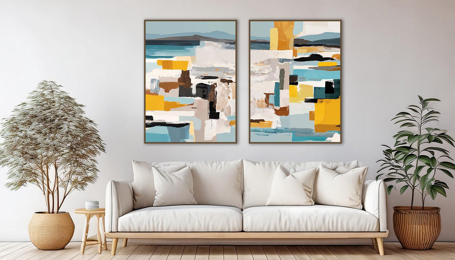 Quadro Decorativo Composição - Paisagem com Abstrato 2