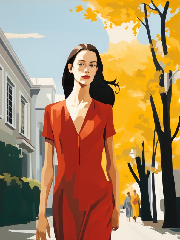 Quadro Decorativo Woman in Red Dress 1