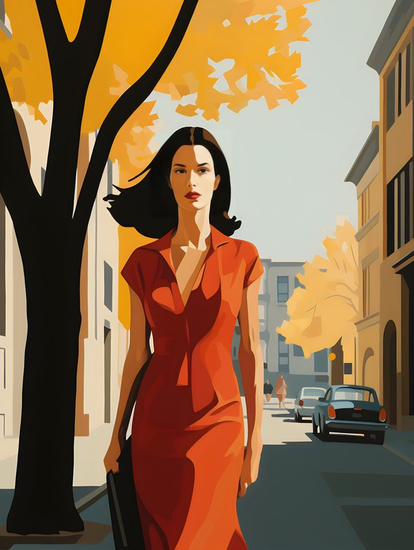 Quadro Decorativo Woman in Red Dress 2
